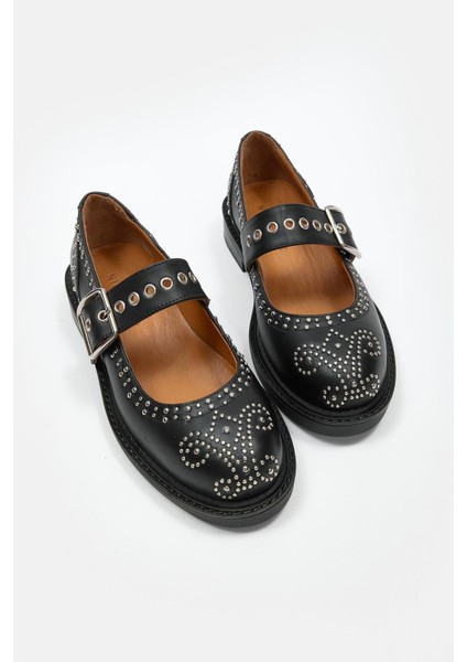 Mirabel Siyah Hakiki Deri Troklu Kadın Loafer