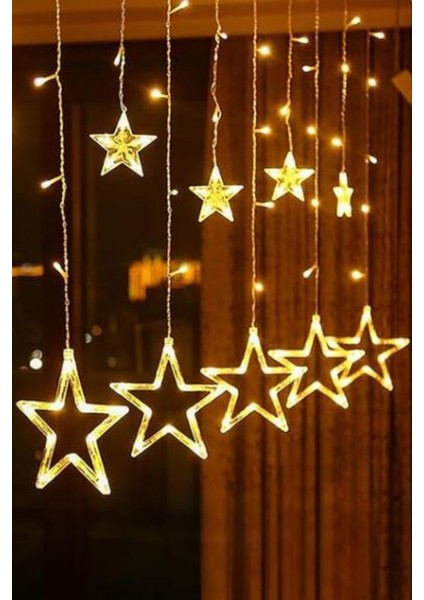3 Metre Yıldız Perde LED Gün Işığı IP64 Dış Mekan Eklenebilir Fonksiyonlu Dekoratif LED Işık Yılbaşı Süsü