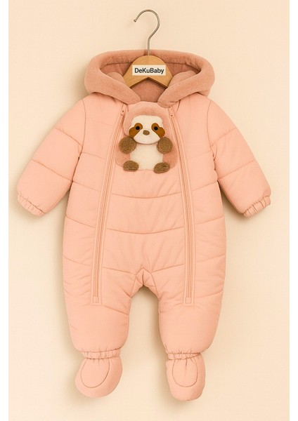 Sevimli Tembel Hayvan Figürlü Tak-Çıkar Patikli-Eldivenli Welsoft Kürklü Astronot-Kozmonot Tulum