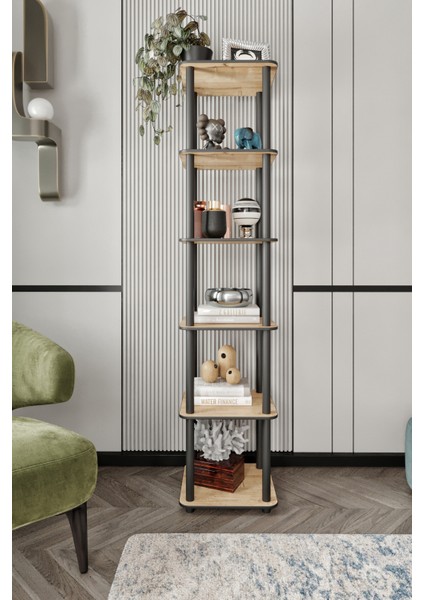 Dekoratif Masivo Kitaplık 6 Katlı 34X34 Dikdörtgen Çok Amaçlı Raf Safir Meşe fiyatları