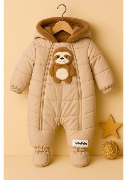 Sevimli Tembel Hayvan Figürlü Tak-Çıkar Patikli-Eldivenli Welsoft Kürklü Astronot-Kozmonot Tulum