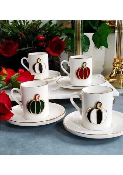 Fine Living Mix Pumpkin 8 Parça 4 Kişilik Kahve Fincan Seti