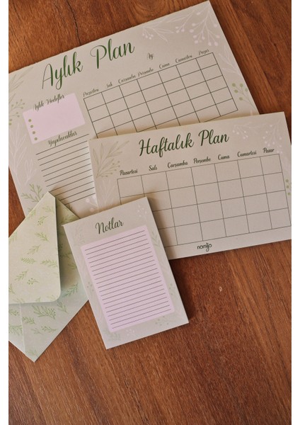 Haftalık, Aylık Planlayıcı Set + Zarf modelleri