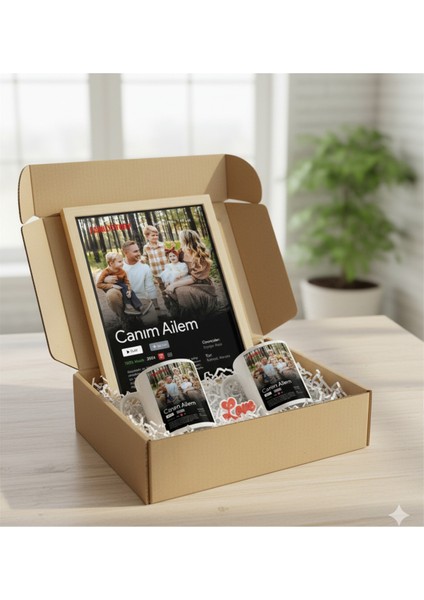Sevgiliye Özel Hediye Seti|gerçek Ahşap Çerçeveli 24X32 Tasarım Tablo ve Kupa-Anahtarlık Seti