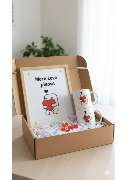 Sevgiliye Özel Hediye Seti|gerçek Ahşap Çerçeveli 24X32 Tasarım Tablo ve Kupa-Anahtarlık Seti