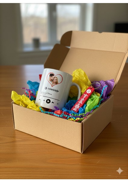 Kişiye Özel Hediye Sepeti|spotify Bardak ve Spotify Baskılı Anahtar