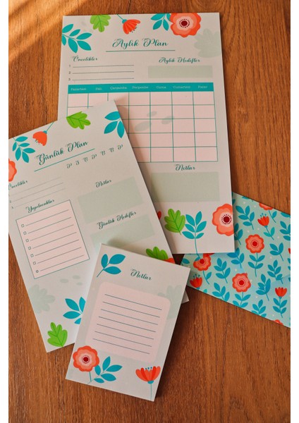Günlük, Aylık Planlayıcı Set + Zarf modelleri