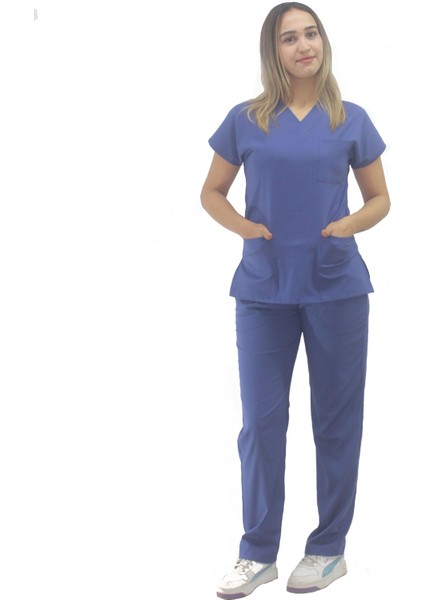 Unisex Soft Likra Indigo Mavi Hemşire ve Doktor Üniforması ,cerrahi Takım Scrubs Üniforma fiyatları