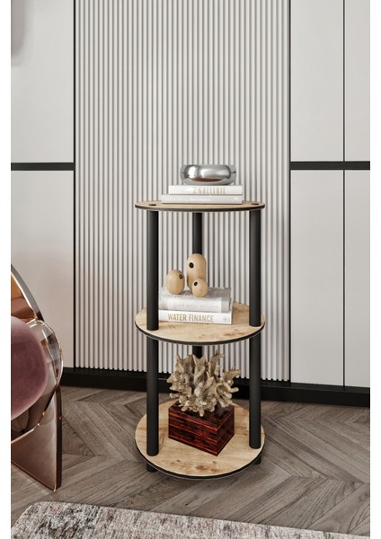 Dekoratif Masivo Kitaplık 3 Katlı 34 Çap Yuvarlak Çok Amaçlı Raf fiyatları