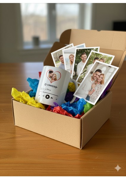 Kişiye Özel Hediye Sepeti|spotify Bardak ve 10 Adet 10X15CM Fotoğraf