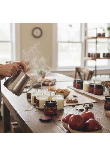 Atelier Candle – Premium Elma & Tarçın Kokulu Mum (250GR) El Yapımı | Doğal Vegan Soya Wax | Ahşap Fitil | Özel Premium Cam Kavanoz fırsatları