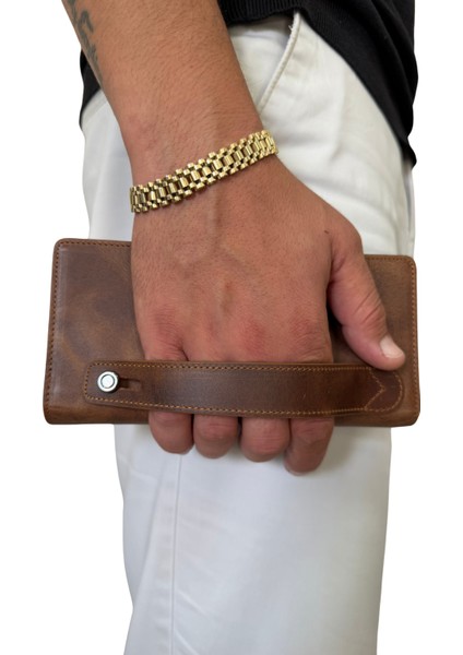 Erkek Hakiki Deri El Çantası Kahverengi