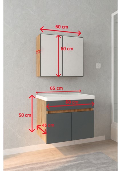 Tokyo Seramik Lavabolu Modern Aynalı Banyo Dolabı Mdf fiyatları