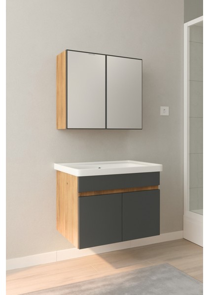 Tokyo Seramik Lavabolu Modern Aynalı Banyo Dolabı Mdf modelleri