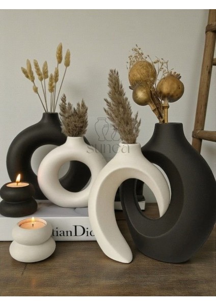Dekoratif Sevgili Sarmaşık Vazo Set, Halka Vazo Tealight Mumluklu Set, Dekoratif Obje & Biblo Set modelleri