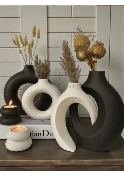 Dekoratif Sevgili Sarmaşık Vazo Set, Halka Vazo Tealight Mumluklu Set, Dekoratif Obje & Biblo Set fırsatları