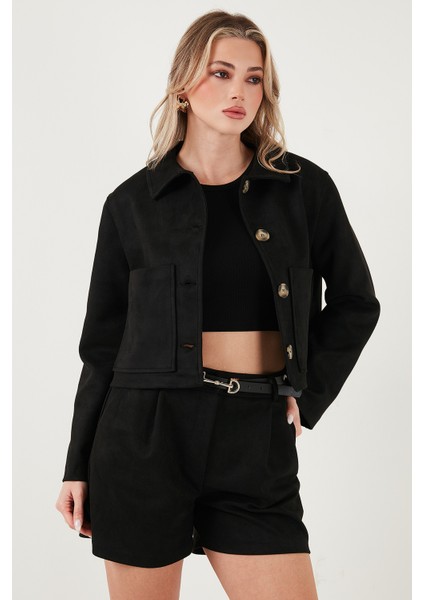 Regular Fit Klasik Yaka Süet Dokulu Cep Detaylı Ceket Bayan Ceket 6524992 fırsatları