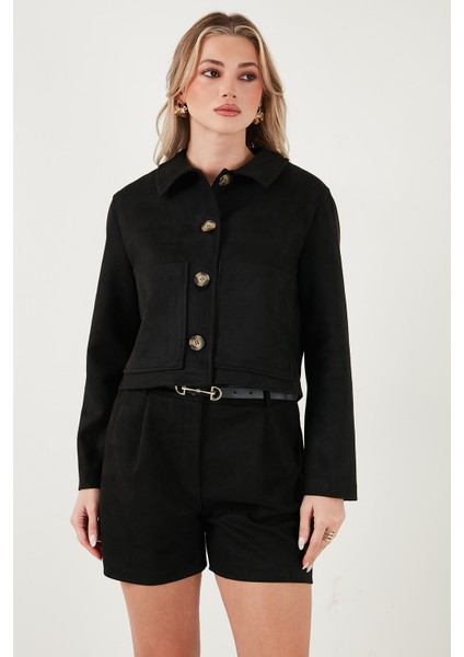 Regular Fit Klasik Yaka Süet Dokulu Cep Detaylı Ceket Bayan Ceket 6524992 indirimleri