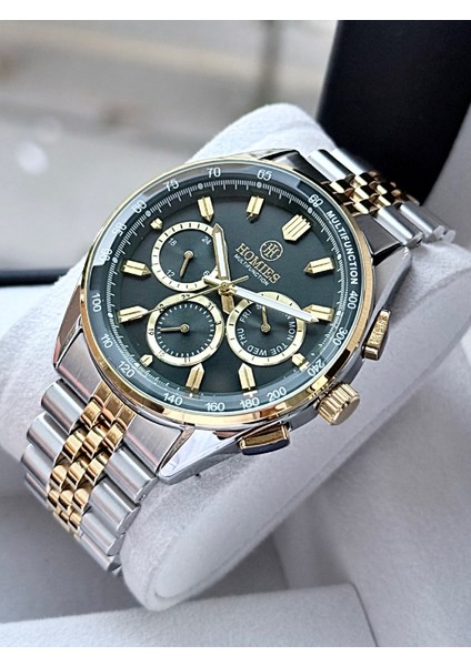 Multifonksiyon Erkek Kol Saati 3 Atm Gold Gümüş Renk Bileklik Hediyeli HMS4943456 fiyatları