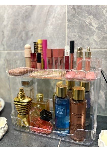 2 Katlı Çok Amaçlı Makyaj Organizeri - Takı Düzenleyici Banyo Rafı Şampuanlık modelleri