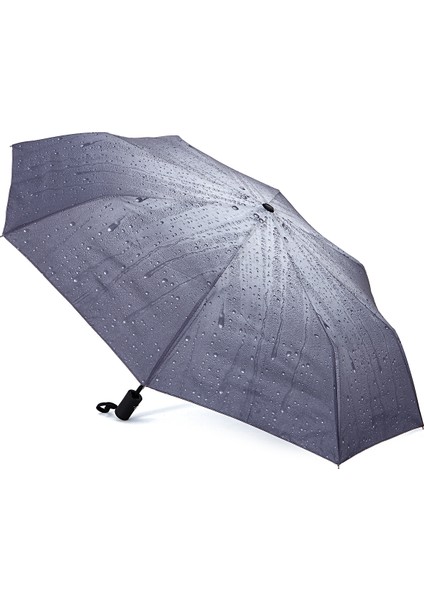 Yağmur Desenli 8 Fiber Telli Tam Otomatik Şemsiye, Şık ve Pratik Kullanım Sağlar.