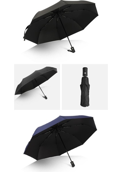 Siyah ve Lacivert 2'li Set, 8 Tellili Rüzgarda Dayanıklı Şemsiye