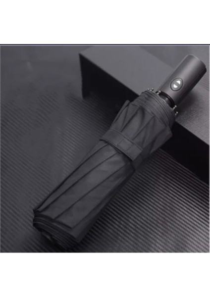 10 Tel Tam Otomatik Lüx Siyah Şemsiye, Şık ve Kullanışlı Koruma Sağlar.