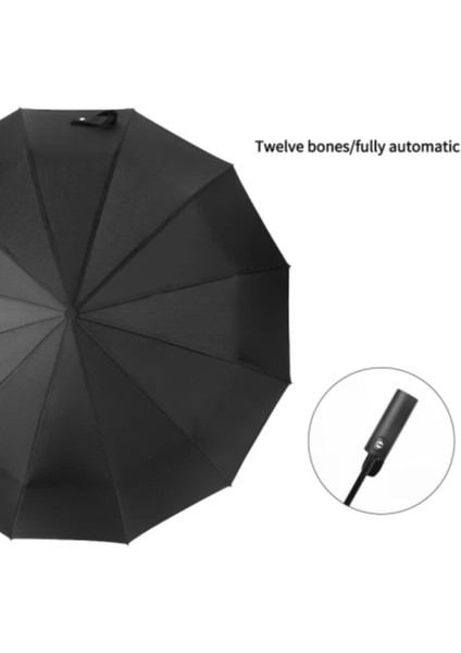 10 Tel Tam Otomatik Lüx Siyah Şemsiye, Şık ve Kullanışlı Koruma Sağlar. indirimleri