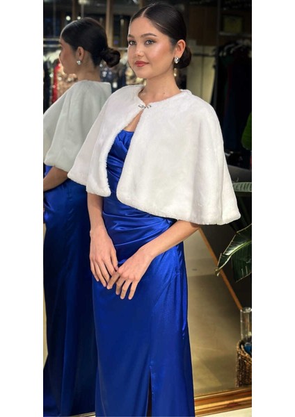 Beyaz Kısa Kollu Taş Detaylı Tay Tüyü Bolero Abiye Ceket 11165-02 fiyatları