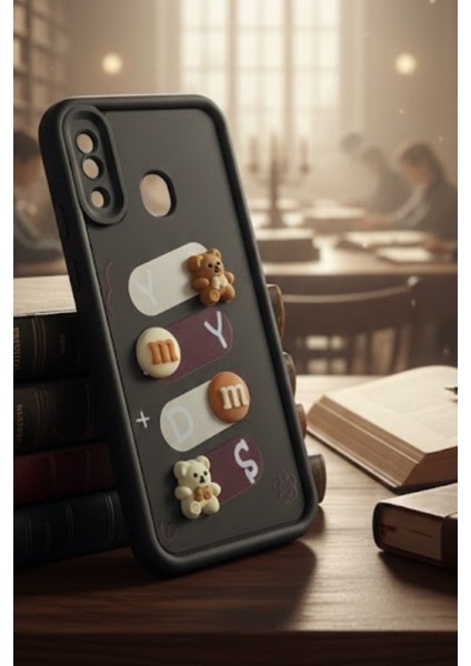 Samsung Galaxy A20 Uyumlu Kılıf Siyah Renk Ayıcık Figürlü 3D Kamera Korumalı Darbe Emici Yumuşak Silikon Kapak fiyatları