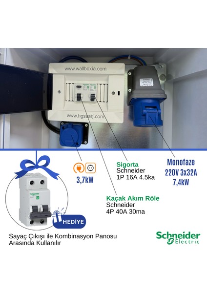 "bluepan" 7,4kw Elektrikli Araç Kombinasyon Panosu Sch Neider Sigorta Grubu fiyatları