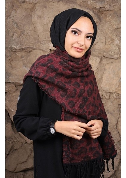 Kadın Leopar Desen Omuz Şal 65*185CM Standart