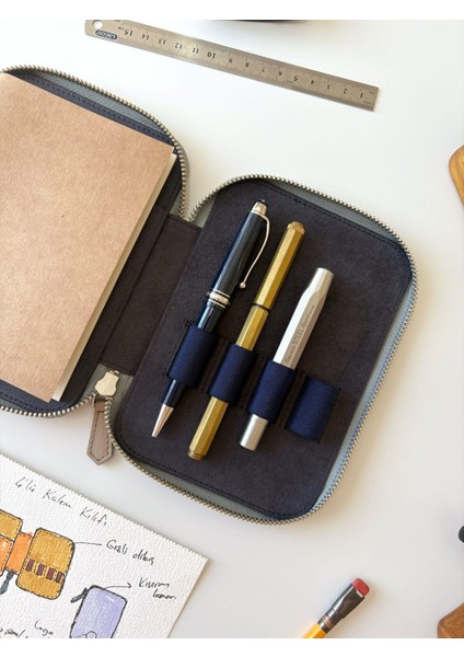 A6 Ebatlı 4'lü Kalem Kılıfı Beige Nude fiyatları