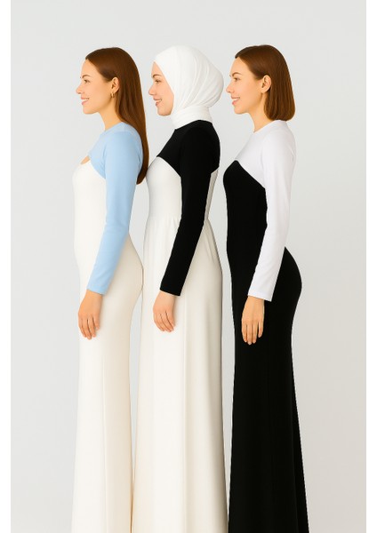 3’lü Ekonomik Set Sıfır Yuvarlak Yaka Boyunluklu Kolluk Body Esnek Likralı fiyatları