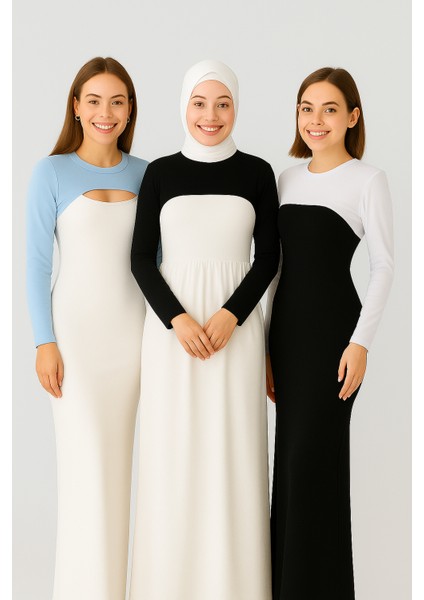 3’lü Ekonomik Set Sıfır Yuvarlak Yaka Boyunluklu Kolluk Body Esnek Likralı