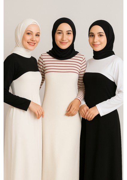 3’lü Ekonomik Set Sıfır Yuvarlak Yaka Boyunluklu Kolluk Body Esnek Likralı modelleri