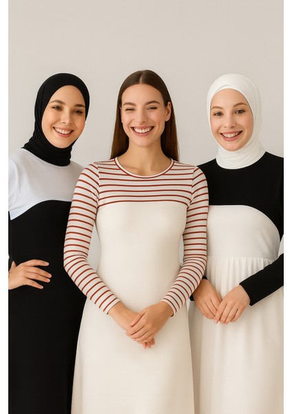 3’lü Ekonomik Set Sıfır Yuvarlak Yaka Boyunluklu Kolluk Body Esnek Likralı fırsatları