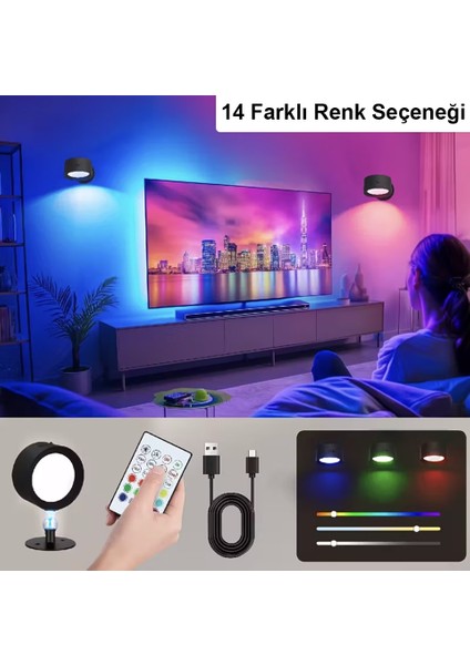 14 Renk Dokunmatik 360° Dönebilen Magnetli Şarjlı LED Aplik / GT-CL21 fiyatları