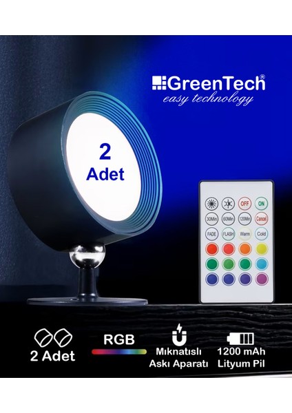 14 Renk Dokunmatik 360° Dönebilen Magnetli Şarjlı LED Aplik / GT-CL21 indirimleri