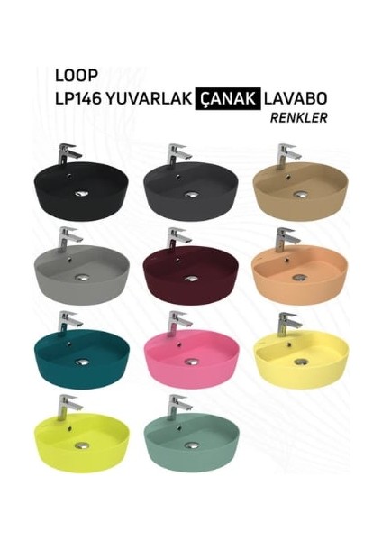 LP146 Loop 45CM Masa Üstü Çanak Lavabo Mat Antrasit modelleri