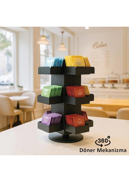 Metal Döner 12 Bölmeli Poşet Çay Standı fiyatları