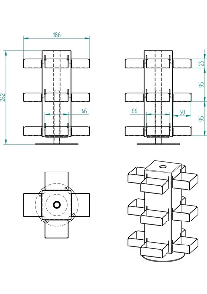 Metal Döner 12 Bölmeli Poşet Çay Standı fırsatları