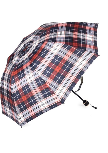 Ekoseli 8 Telli Rüzgar Koruyucu Şemsiye, Lacivert