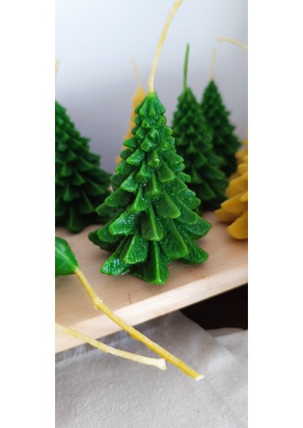 Doğal Balmumu Çam Ağacı Mum Seti – 2’li Yeşil (Parafinsiz El Yapımı Dekoratif Mum) fiyatları