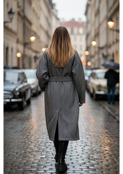 Kahverengi Şık Uzun Kaban – Kuşaklı Kadın Model fırsatları