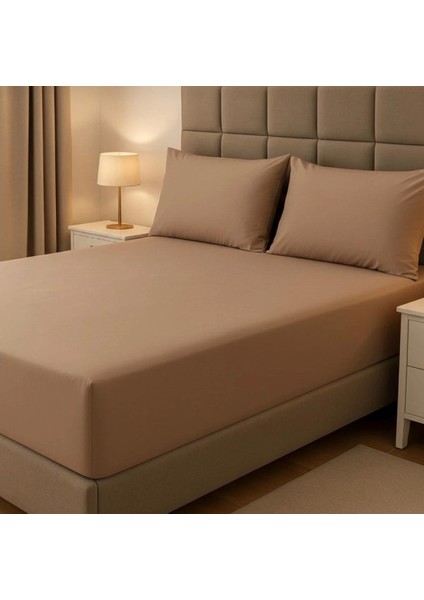 Pamuk Saten Lastikli Çarşaf + 2 Adet Yastık