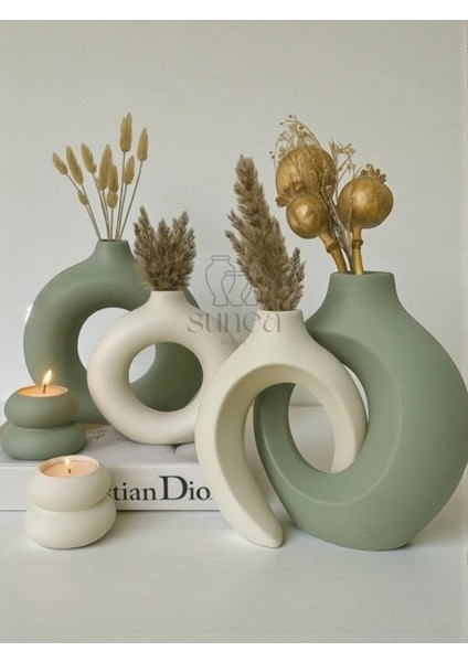 Dekoratif Sevgili Sarmaşık Vazo Set, Halka Vazo Tealight Mumluklu Set, Dekoratif Obje & Biblo Set modelleri