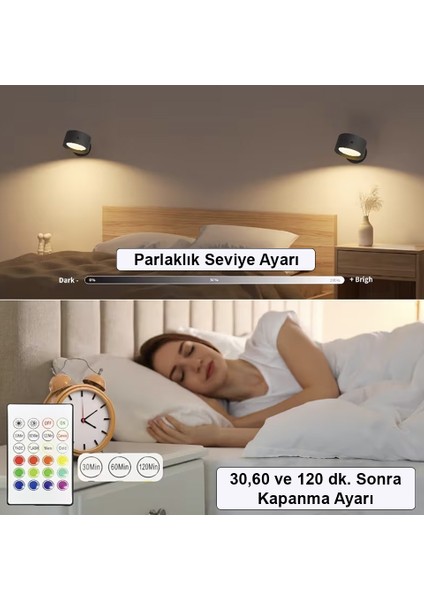 14 Renk Dokunmatik 360° Dönebilen Magnetli Şarjlı LED Aplik / ET-CL21