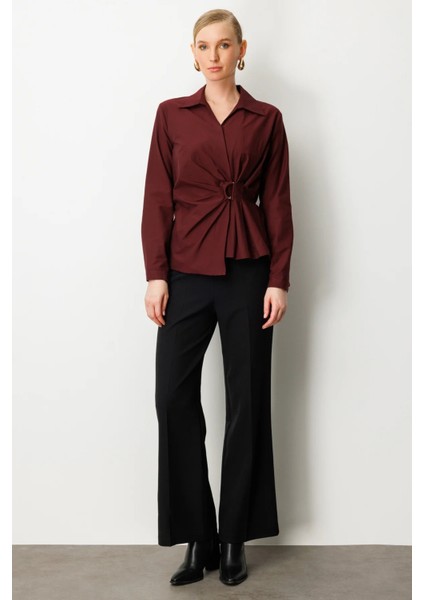 Kruvaze Yaka Önü Tokalı Bluz 3047 modelleri