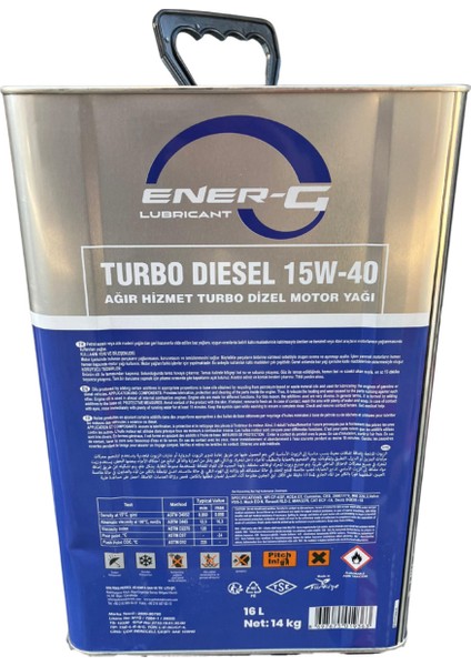 Ener-G 15W-40 Turbo Dizel Motor Yağı 14 kg - 16 L fiyatları